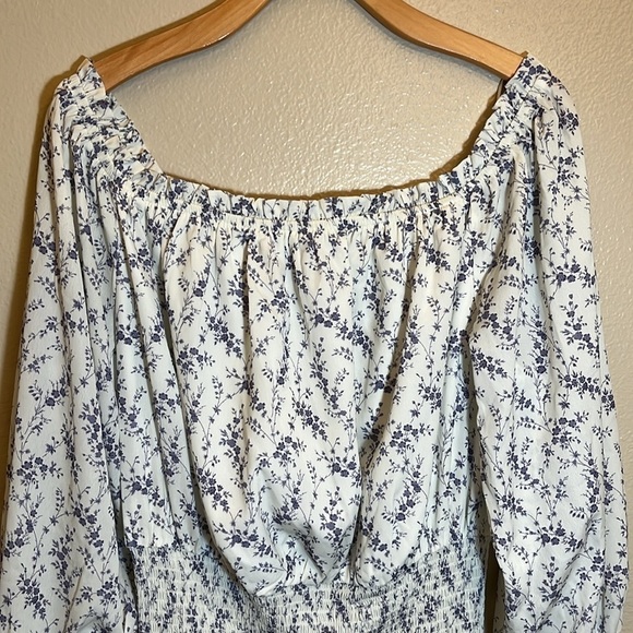 Pink Lily Floral Off Shoulder Maxi Shirred Waist Peasant Dress - Picture 2 of 7